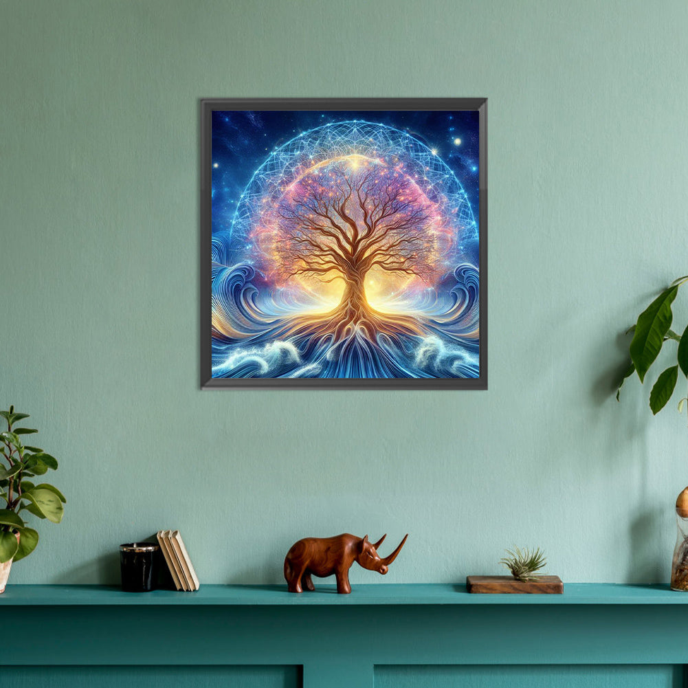 Beautiful Starry Sky Sacred Tree - Full Round Drill Diamond Painting 30*30CM