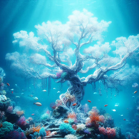 Beautiful Sacred Tree Under The Sea - Full Round Drill Diamond Painting 30*30CM