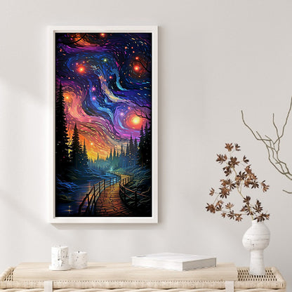 Night Sky Forest - 14CT Stamped Cross Stitch 30*55CM