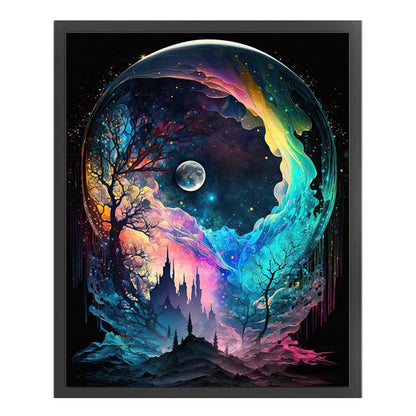 Colorful Forest Under The Moon - 18CT Stamped Cross Stitch 40*50CM