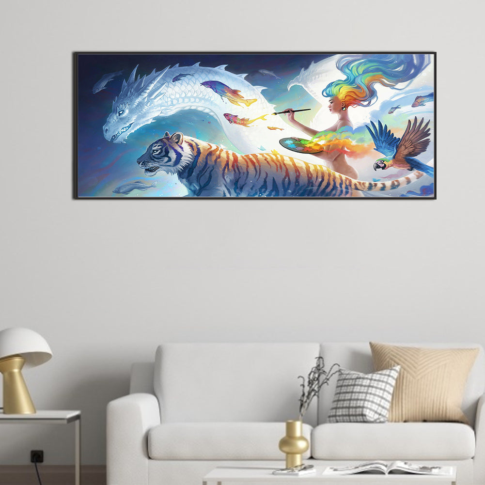 Tiger And Dragon - Full Round Drill Diamond Painting 90*40CM