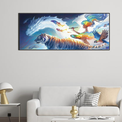 Tiger And Dragon - Full Round Drill Diamond Painting 90*40CM