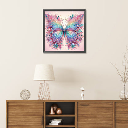 Pink Curtain Butterfly - Special Shaped Drill Diamond Painting 30*30CM