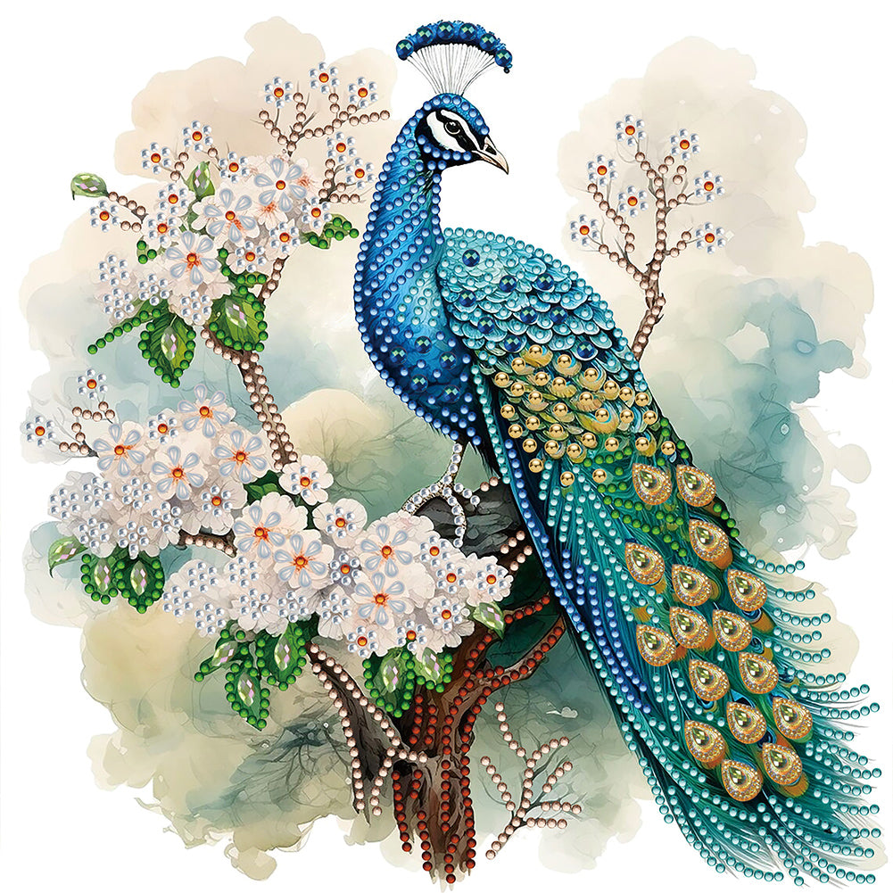 Flower Tree Peacock - Special Shaped Drill Diamond Painting 30*30CM