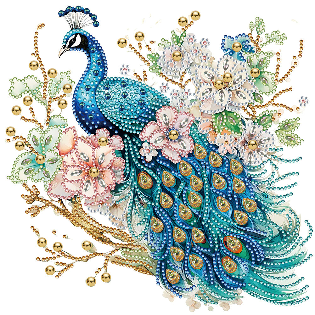 Flower Branch Peacock - Special Shaped Drill Diamond Painting 30*30CM