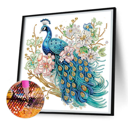 Flower Branch Peacock - Special Shaped Drill Diamond Painting 30*30CM