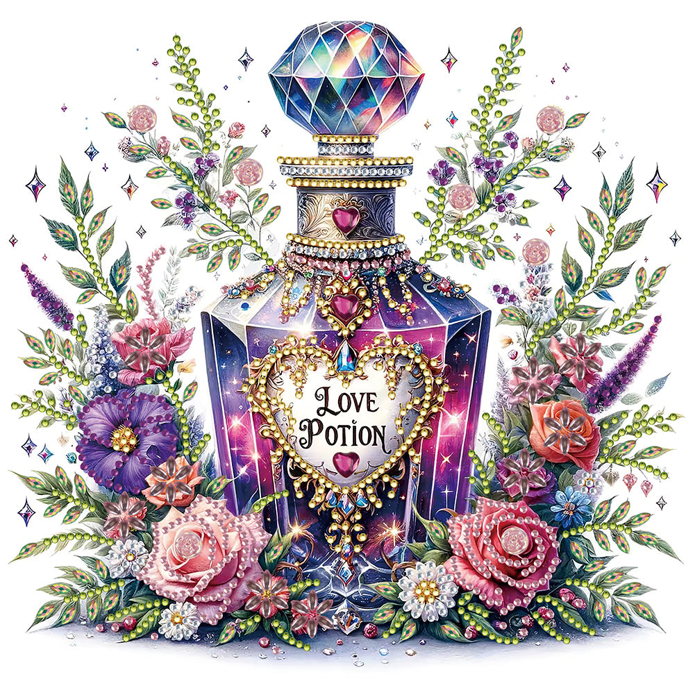 Purple Floral Perfume - Special Shaped Drill Diamond Painting 30*30CM