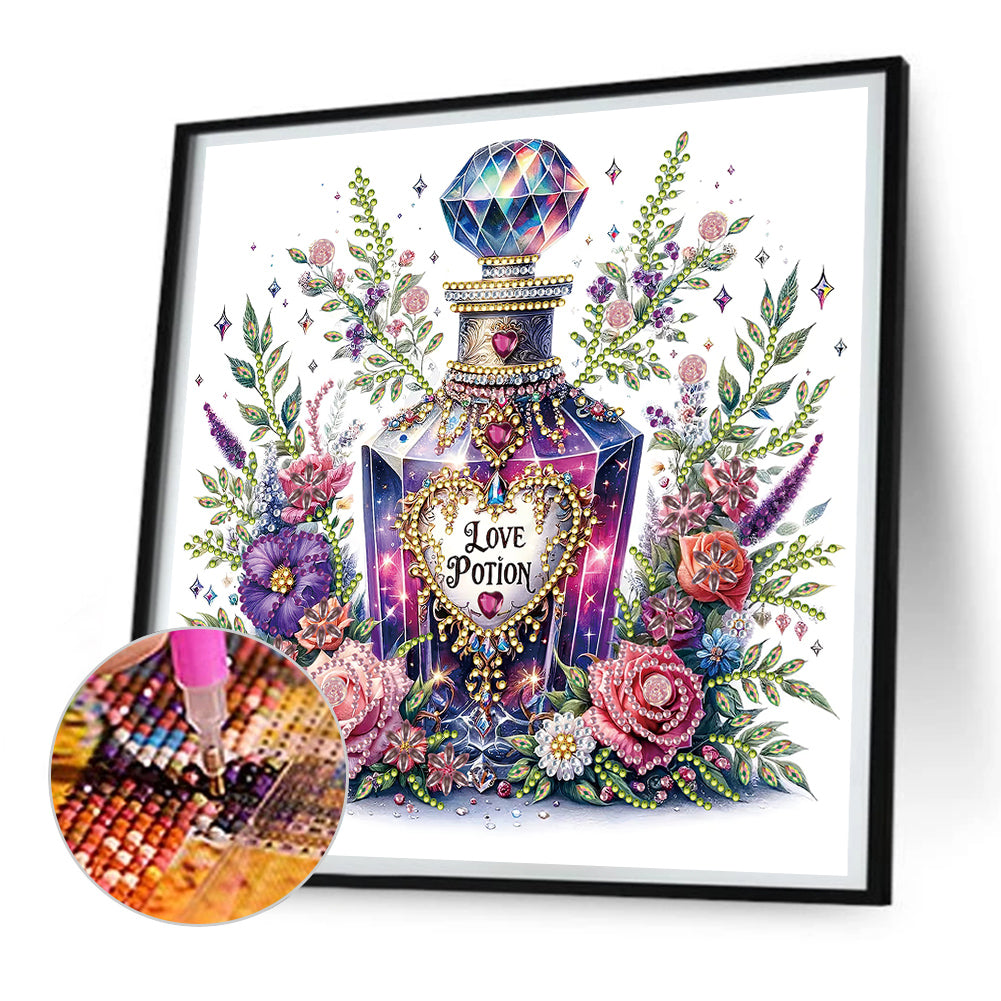 Purple Floral Perfume - Special Shaped Drill Diamond Painting 30*30CM