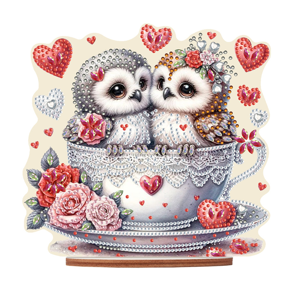 Acrylic Owl 5D DIY Diamond Painting Art Tabletop Home Decoration (Owl in Cup)