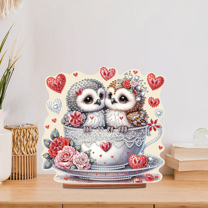 Acrylic Owl 5D DIY Diamond Painting Art Tabletop Home Decoration (Owl in Cup)