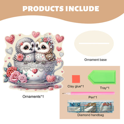 Acrylic Owl 5D DIY Diamond Painting Art Tabletop Home Decoration (Owl in Cup)