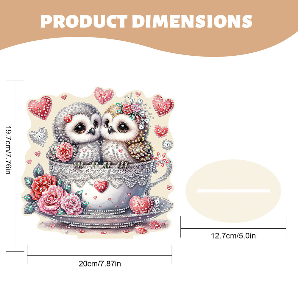 Acrylic Owl 5D DIY Diamond Painting Art Tabletop Home Decoration (Owl in Cup)