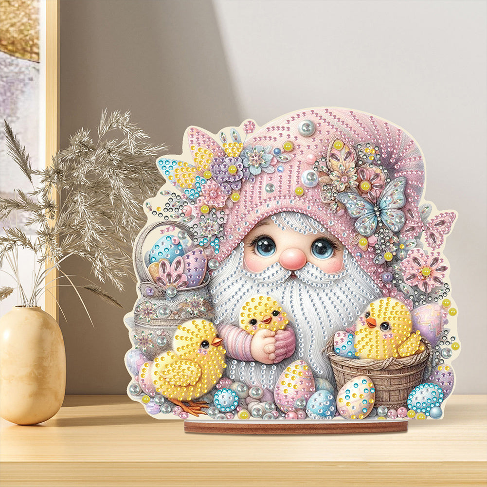 Acrylic Gnome Diamond Painting Art Tabletop Home Decoration (Egg Chick Gnome 3)