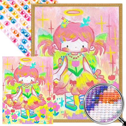 Cute Cartoon Girl - Full AB Round Drill Diamond Painting 30*40CM