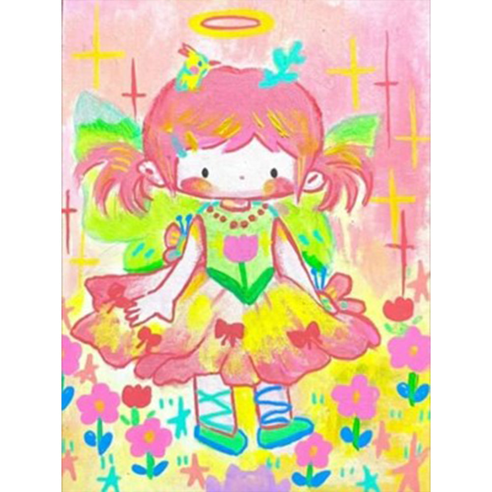 Cute Cartoon Girl - Full AB Round Drill Diamond Painting 30*40CM