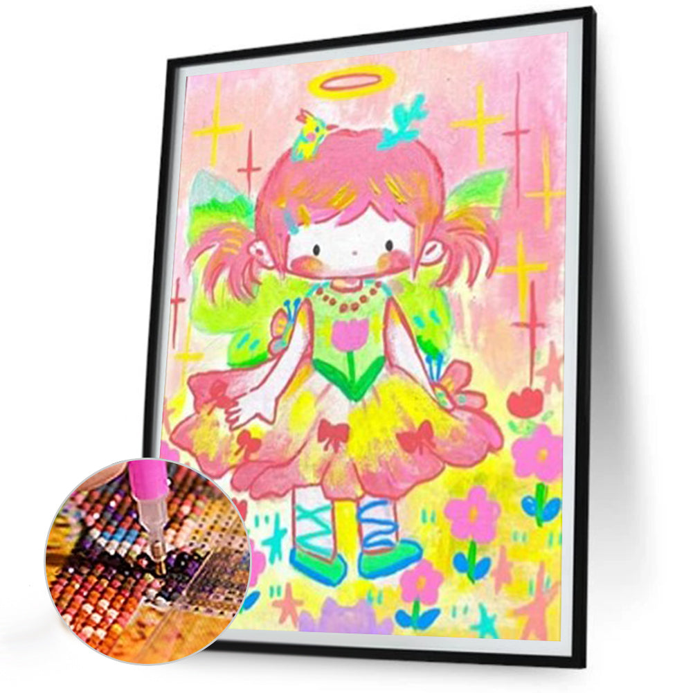 Cute Cartoon Girl - Full AB Round Drill Diamond Painting 30*40CM