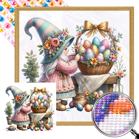 Gnome Painting Easter Eggs - Full AB Round Drill Diamond Painting 30*30CM