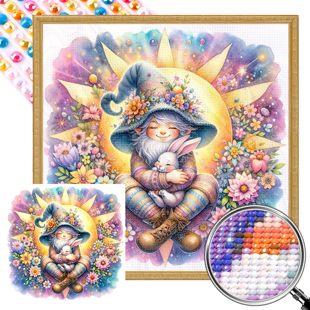 Flower Gnome - Full AB Round Drill Diamond Painting 30*30CM