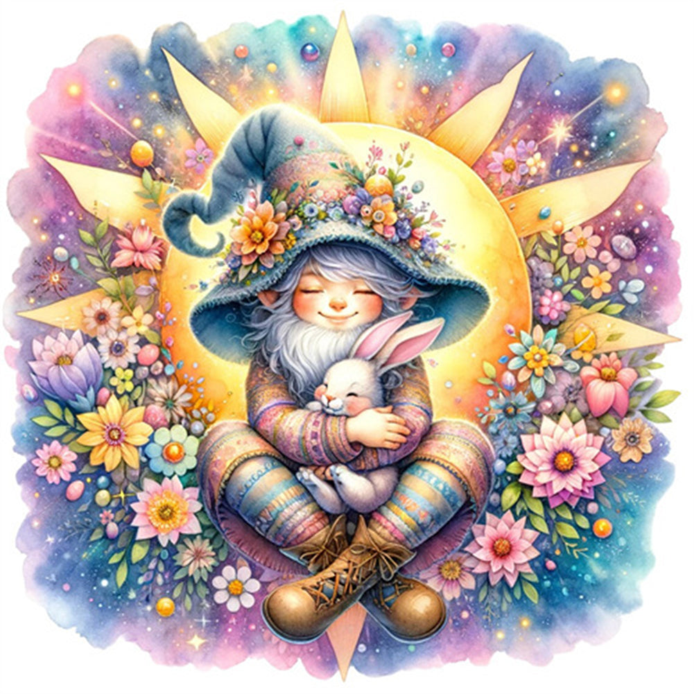 Flower Gnome - Full AB Round Drill Diamond Painting 30*30CM