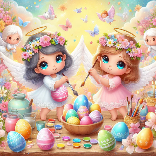 Angel And Easter Egg - Full Round Drill Diamond Painting 30*30CM