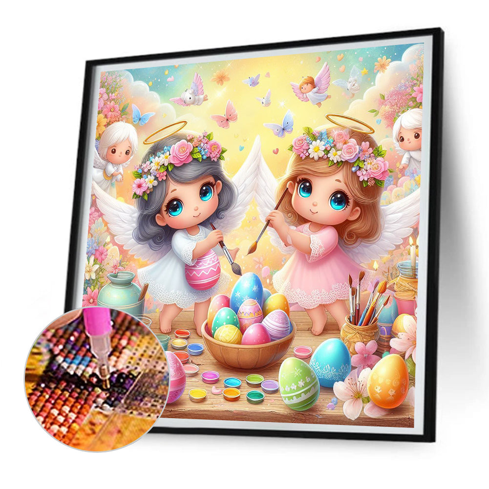 Angel And Easter Egg - Full Round Drill Diamond Painting 30*30CM