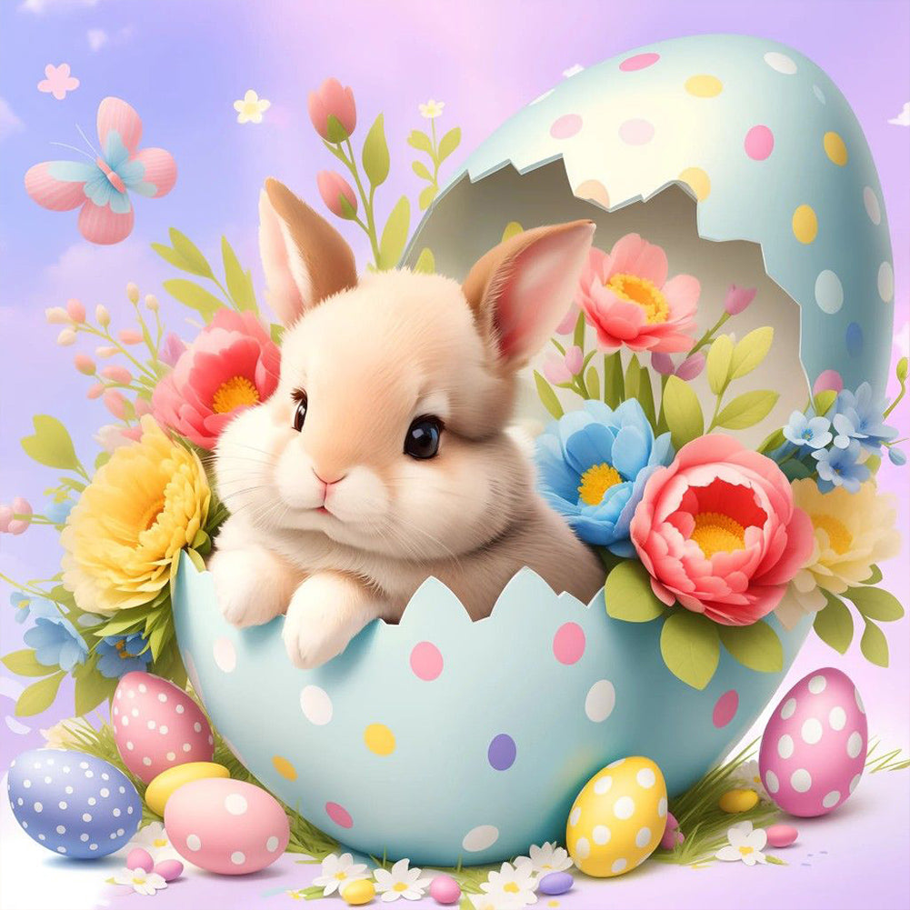 Rabbit In Easter Egg - Full Round Drill Diamond Painting 30*30CM