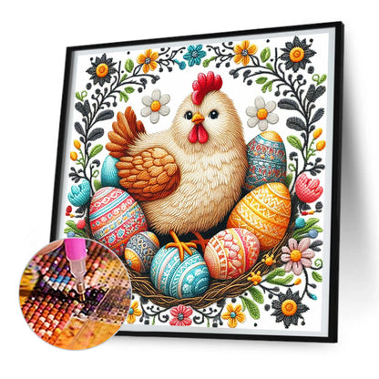 Embroidery Easter Chicken - Full Round Drill Diamond Painting 30*30CM