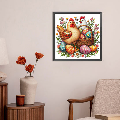 Embroidery Easter Two Chickens - Full Round Drill Diamond Painting 30*30CM