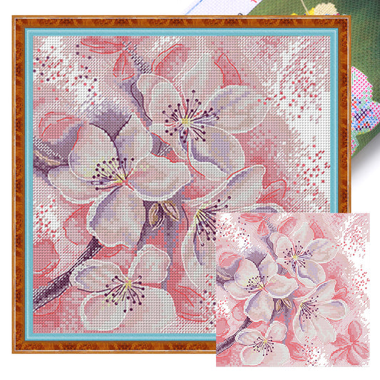 Pink Peach Blossom - 14CT Stamped Cross Stitch 25*26CM(Joy Sunday)