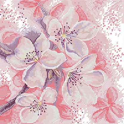 Pink Peach Blossom - 14CT Stamped Cross Stitch 25*26CM(Joy Sunday)