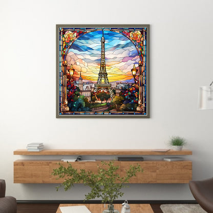 Glass Painting-Eiffel Tower - 11CT Stamped Cross Stitch 50*50CM