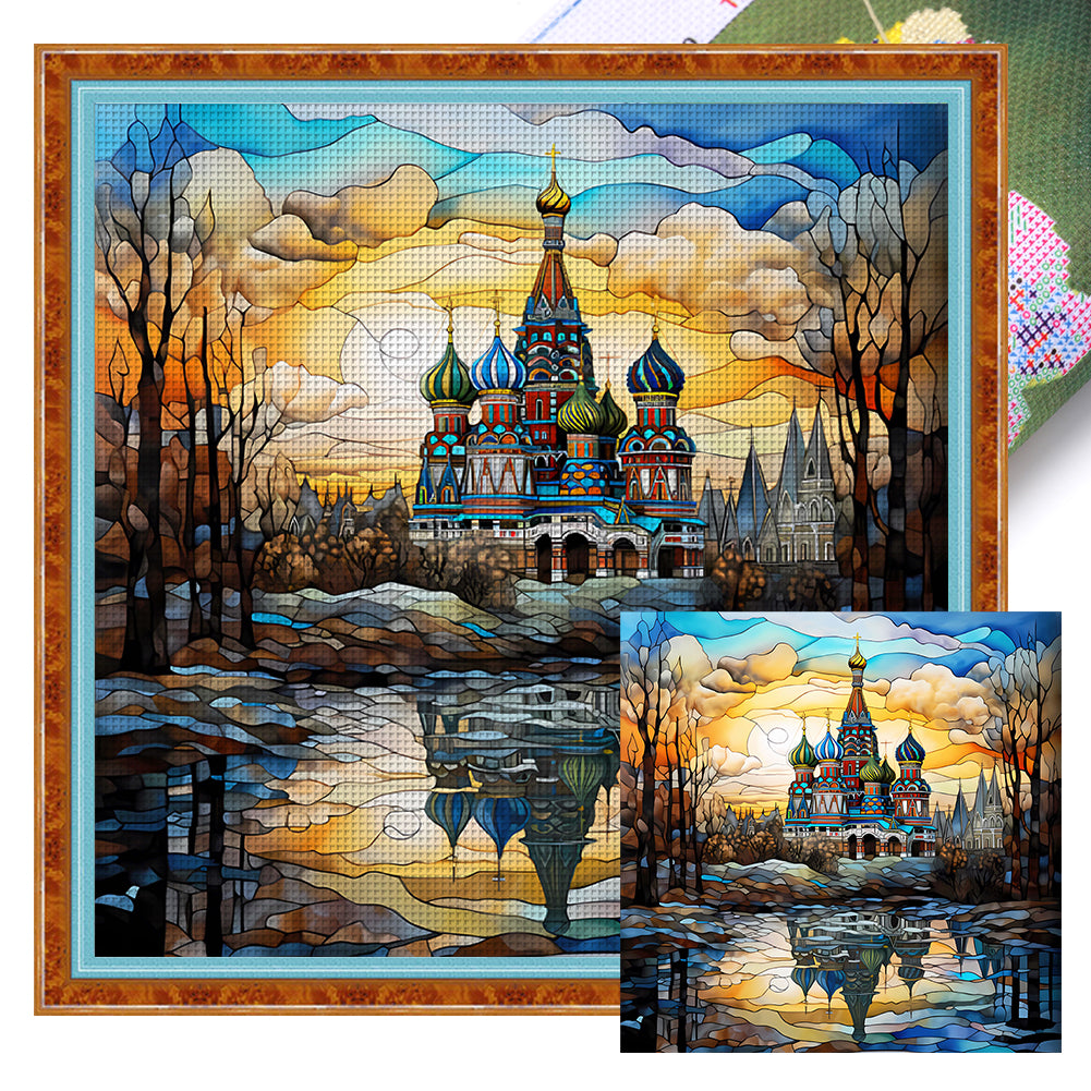 Glass Painting - St. Basil'S Cathedral, Russia - 11CT Stamped Cross Stitch 50*50CM