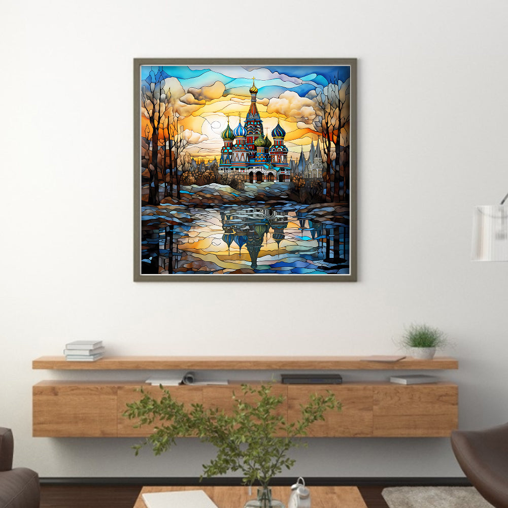 Glass Painting - St. Basil'S Cathedral, Russia - 11CT Stamped Cross Stitch 50*50CM