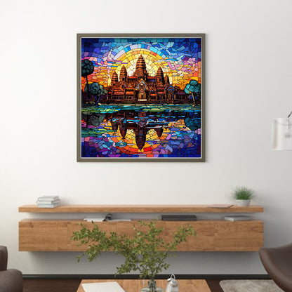Glass Painting-Angkor Wat, Cambodia - 11CT Stamped Cross Stitch 50*50CM