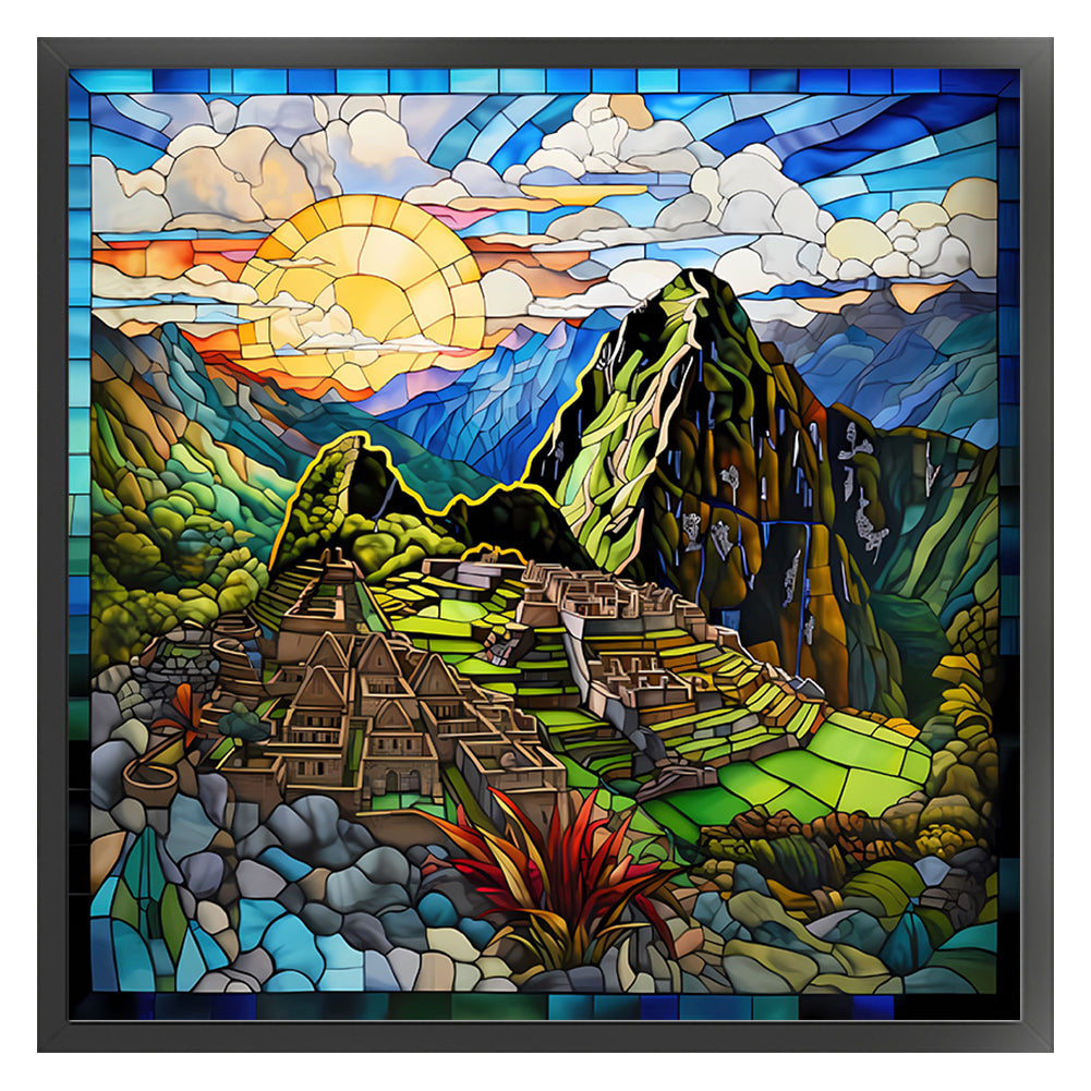 Glass Painting-Machu Picchu, Peru - 11CT Stamped Cross Stitch 50*50CM