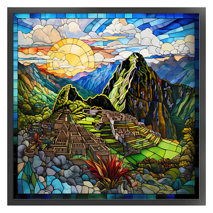 Glass Painting-Machu Picchu, Peru - 11CT Stamped Cross Stitch 50*50CM
