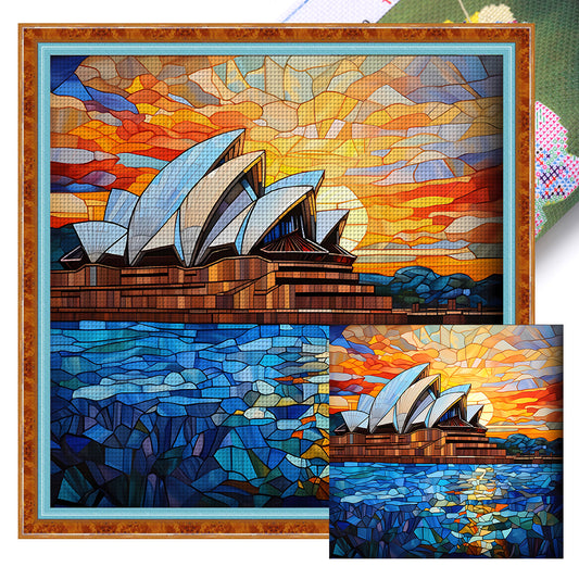 Glass Painting-Sydney Opera House - 11CT Stamped Cross Stitch 50*50CM