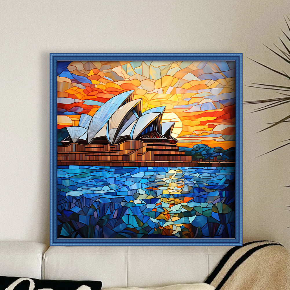 Glass Painting-Sydney Opera House - 11CT Stamped Cross Stitch 50*50CM