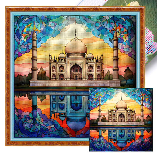 Glass Painting-Taj Mahal, India - 11CT Stamped Cross Stitch 50*50CM