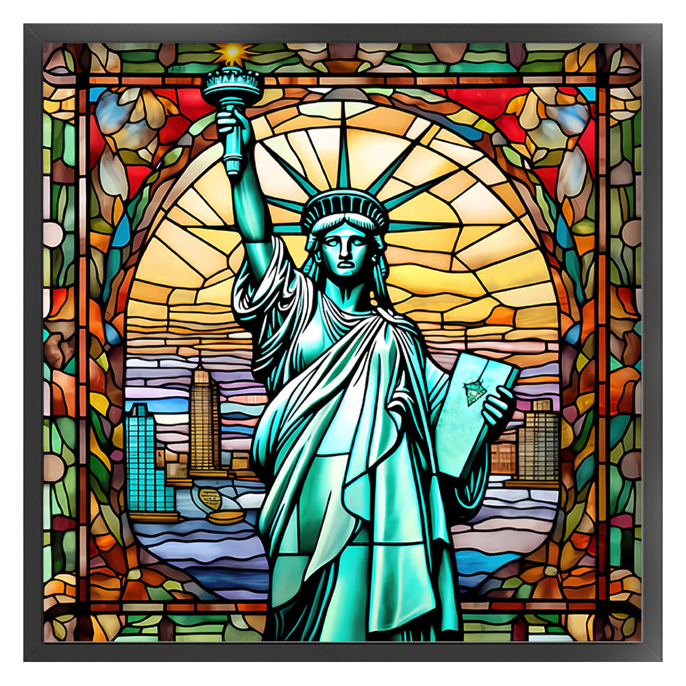Glass Painting-Statue Of Liberty - 11CT Stamped Cross Stitch 50*50CM