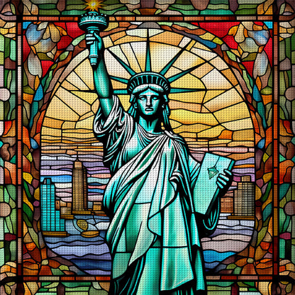 Glass Painting-Statue Of Liberty - 11CT Stamped Cross Stitch 50*50CM