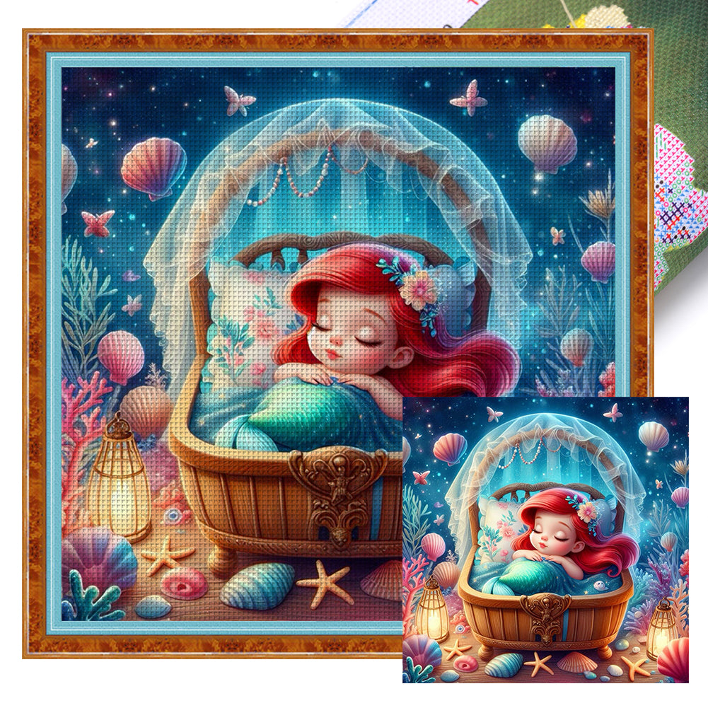 Disney-Princess Ariel - 11CT Stamped Cross Stitch 50*50CM