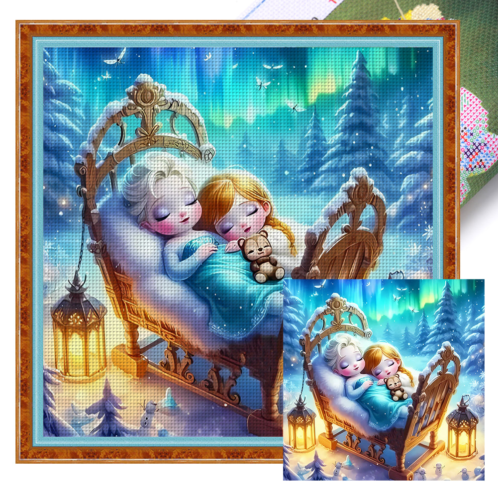 Disney-Princess Elsa And Anna - 11CT Stamped Cross Stitch 50*50CM