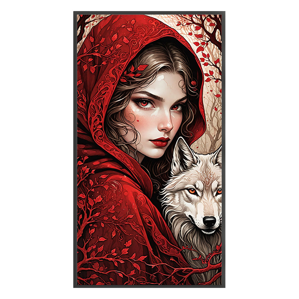 Girl And Wolf - 11CT Stamped Cross Stitch 40*75CM