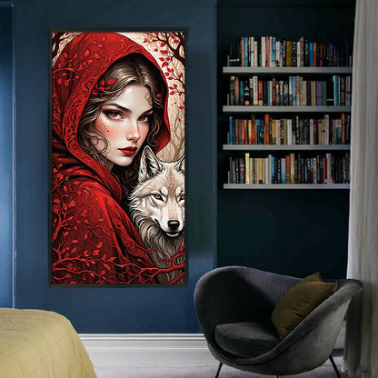 Girl And Wolf - 11CT Stamped Cross Stitch 40*75CM