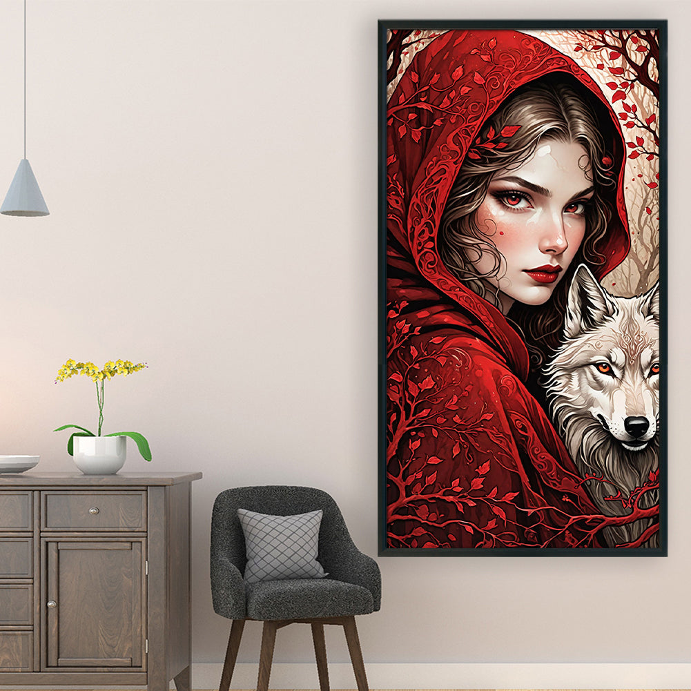 Girl And Wolf - 11CT Stamped Cross Stitch 40*75CM