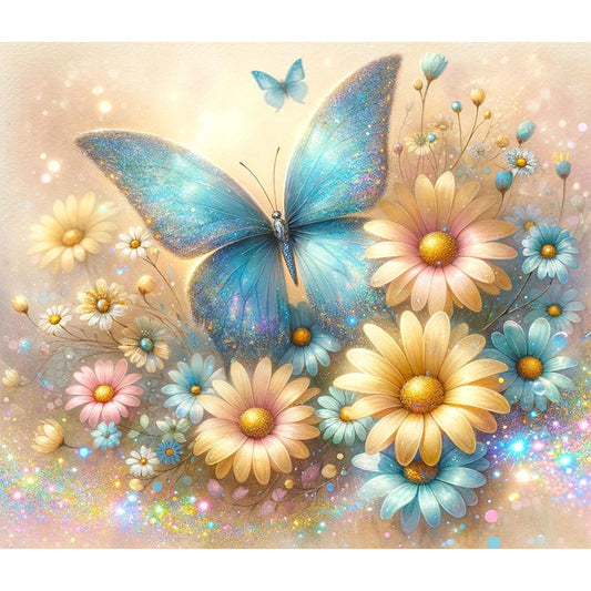 Pearl Daisy Butterfly - Full Round Drill Diamond Painting 35*30CM