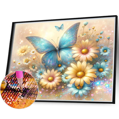 Pearl Daisy Butterfly - Full Round Drill Diamond Painting 35*30CM