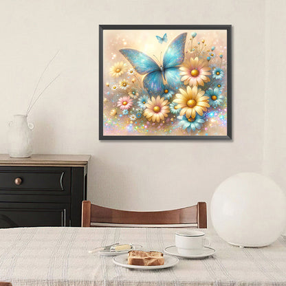 Pearl Daisy Butterfly - Full Round Drill Diamond Painting 35*30CM