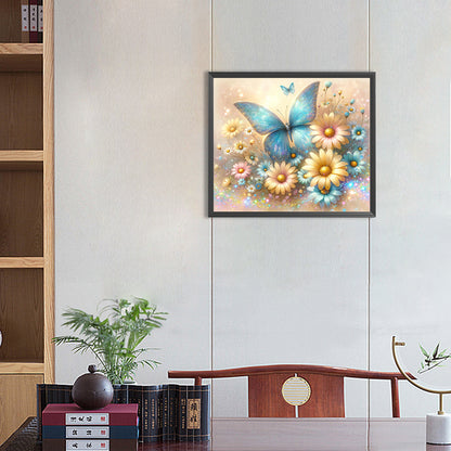 Pearl Daisy Butterfly - Full Round Drill Diamond Painting 35*30CM